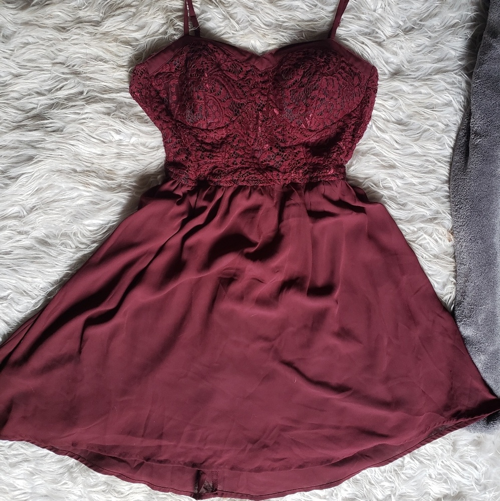 Xhilaration Burgundy Padded Dress